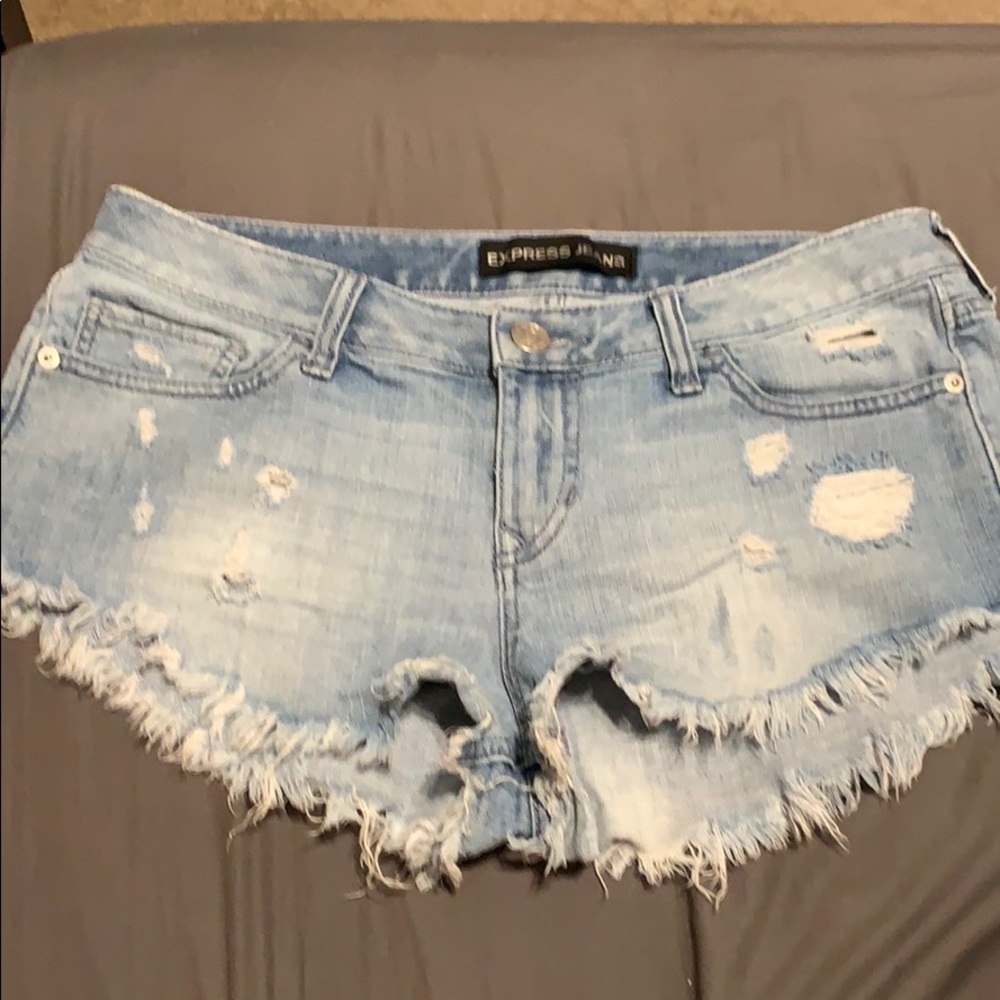 Express distressed denim shorts